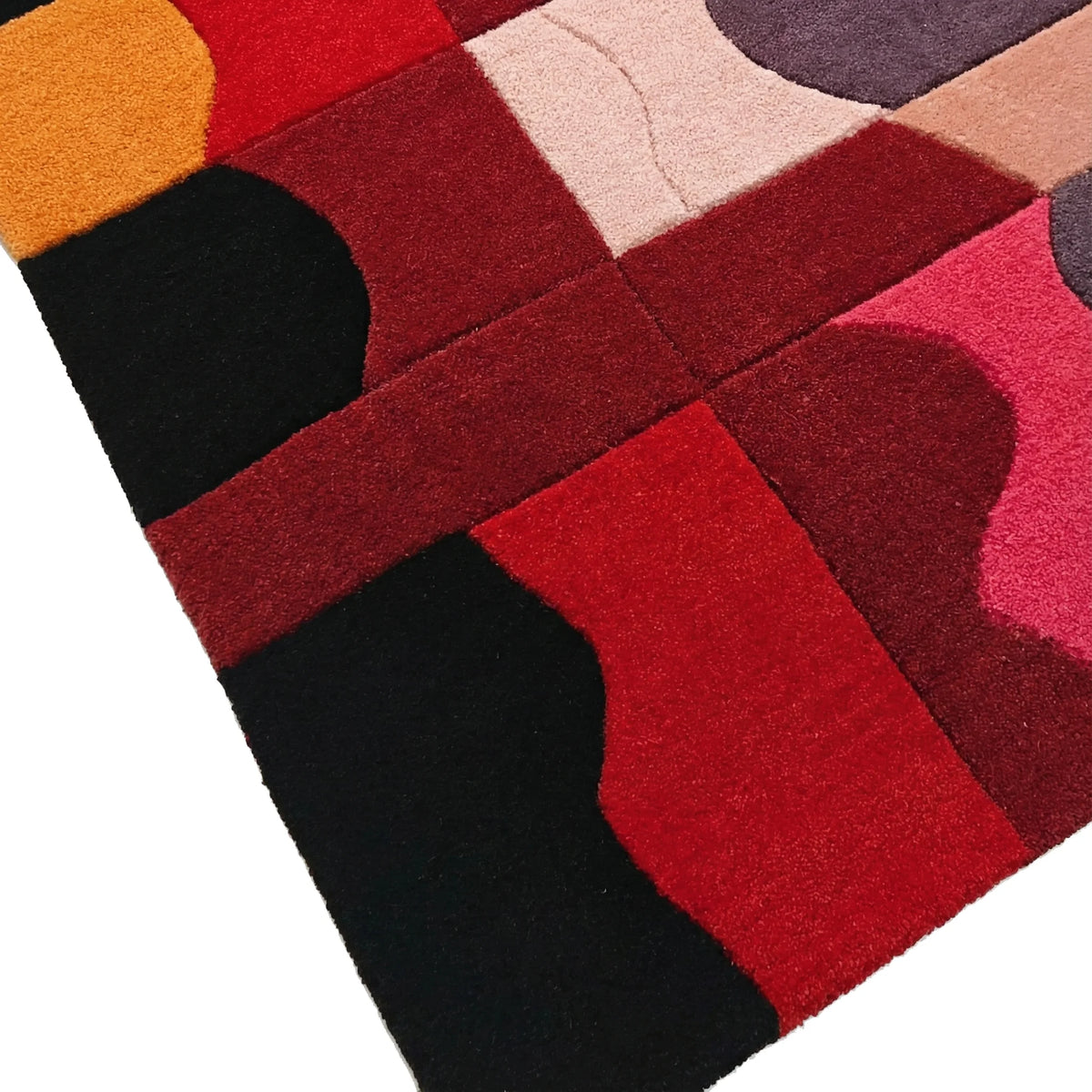 Bauhaus Patchwork Hand Tufted Wool Rug close up shot