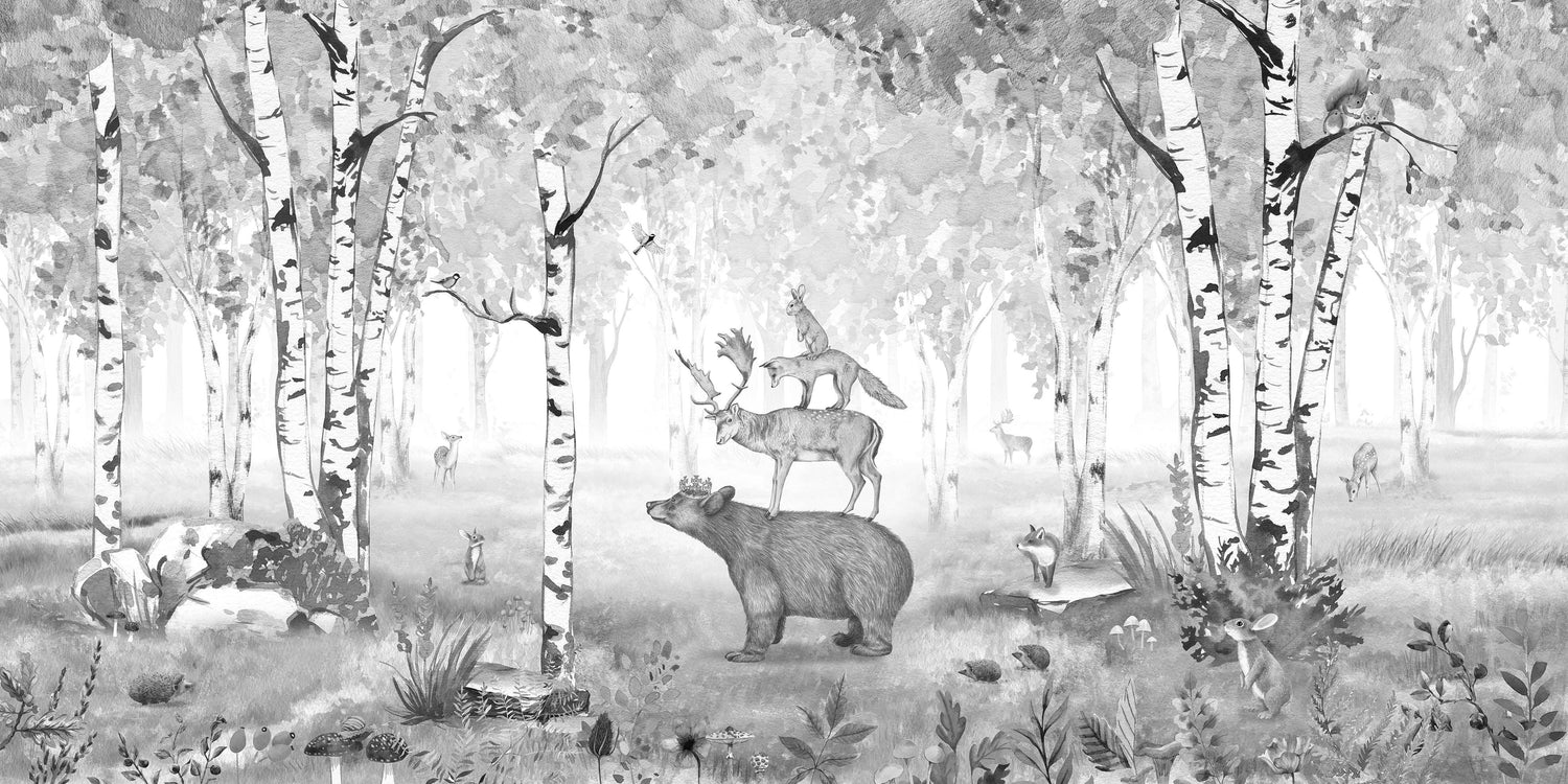 Bear King Black White Wall Mural