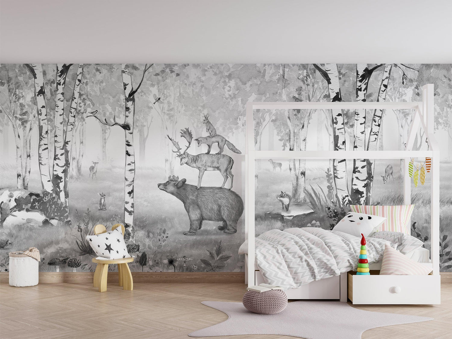 Bear King Black White Wall Mural