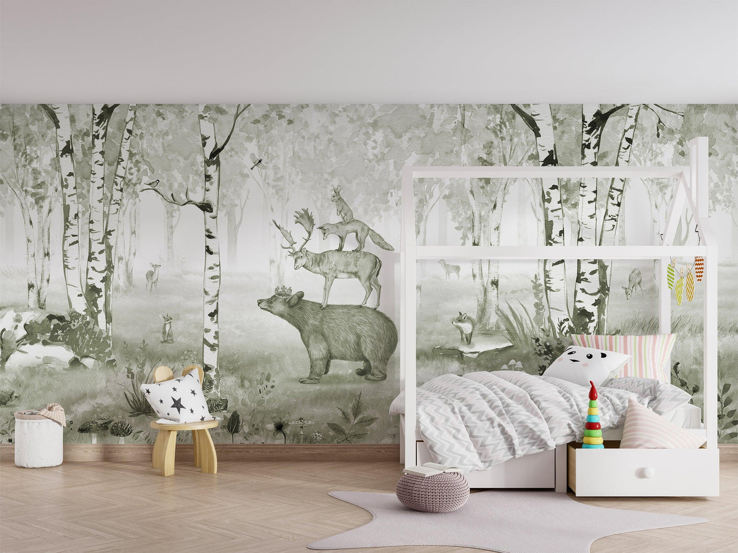 Bear King Green Wall Mural