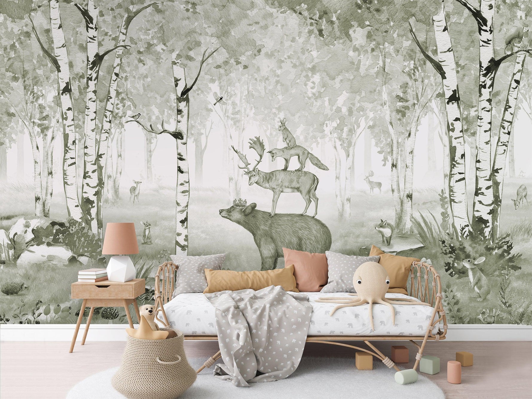 Bear King Green Wall Mural