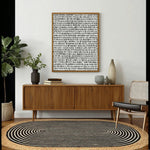 Beige and Black Oval Jute Rug