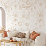 Beige Watercolor Honeycomb Wallpaper