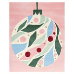 Berry Leaf Bliss Hand Tufted Area Rug featuring a pink background with an abstract circular design in the center. The design includes green leaves, red and pink berries, and light blue accents, ideal for large living room rugs or as a wool area rug for the living room.