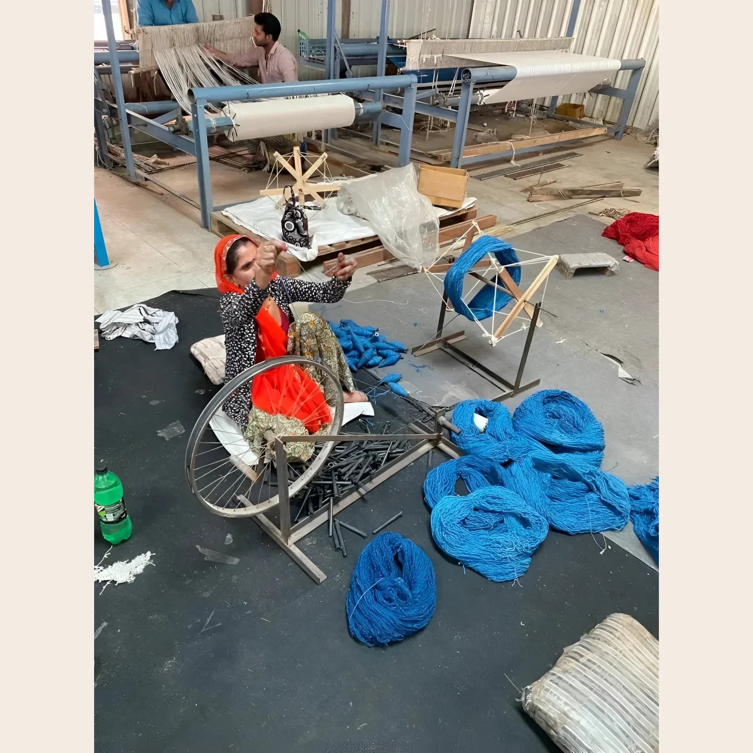 Water Earth and Sun Hand Tufted Wool Rug - Dark Blue - 1001 KNOTS