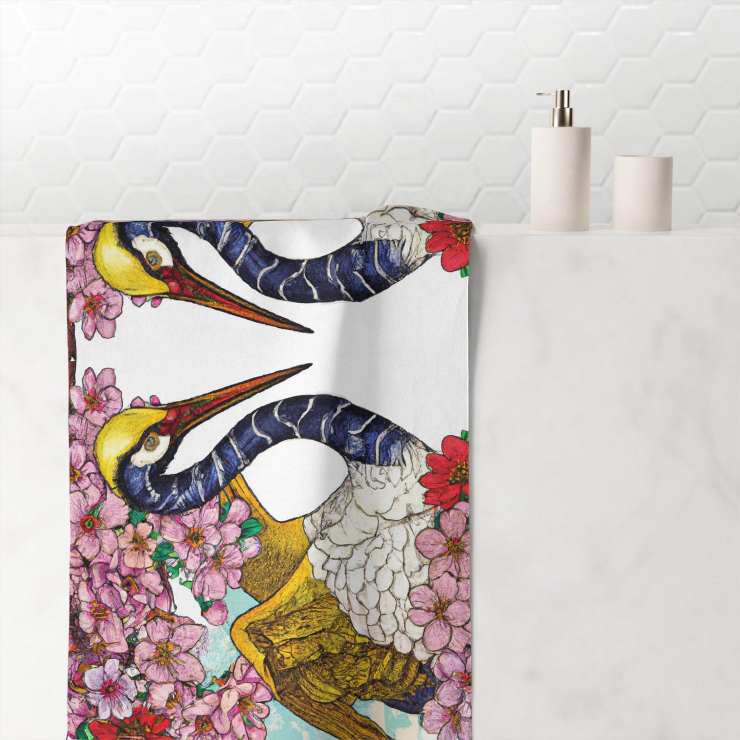 Birds of Heaven Mink-Cotton Towel - MAIA HOMES