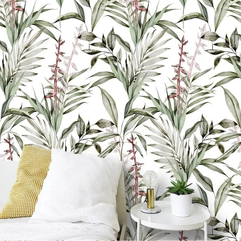 Birds of Paradise Leaves Botanical Wallpaper