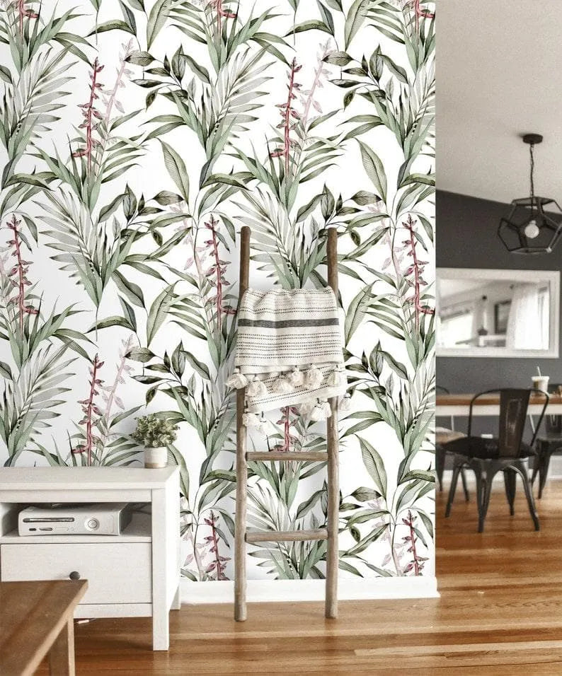 Birds of Paradise Leaves Botanical Wallpaper