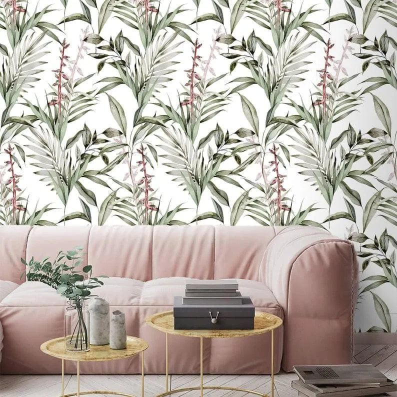 Birds of Paradise Leaves Botanical Wallpaper