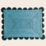 Black and Blue Scallop Jute Rug
