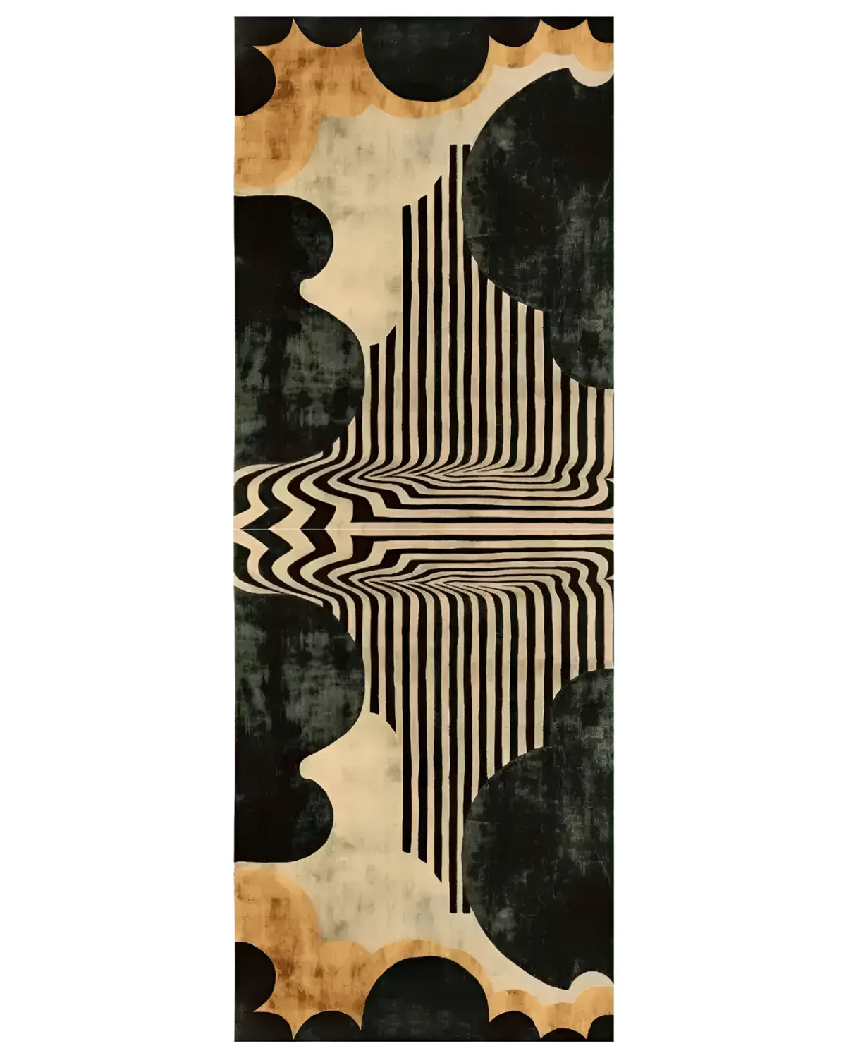 This stunning Black and Gold Striped Hand Tufted Rug is a perfect addition to any living room. The contemporary design features bold black and gold stripes with abstract patterns, making it an ideal area rug for living rooms seeking a modern touch. Crafted from high-quality wool, this living room area rug not only adds visual interest but also provides durability and comfort.