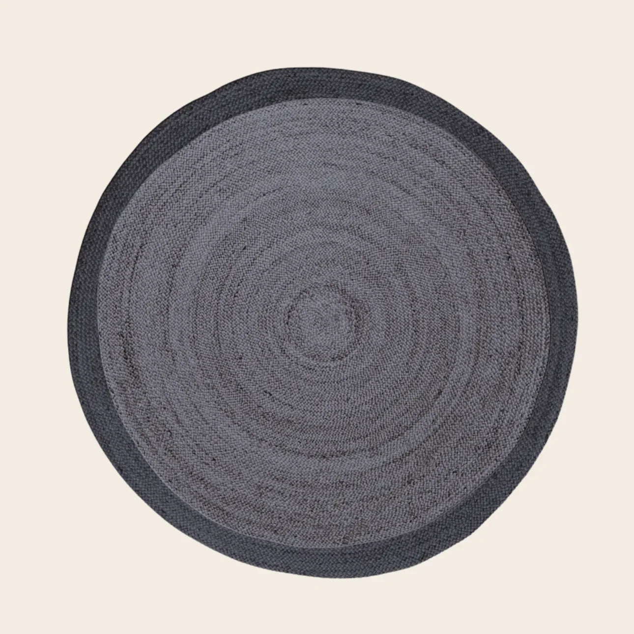 Black and Gray Round Jute Rug