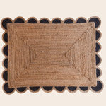 Black and Natural Scallop Jute Rug