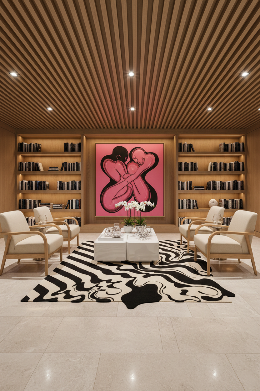 Black and Tan Melting Hand Tufted Wool Rug
