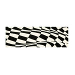 Black and White Abstract Curvy Checker Hand Tufted Wool Rug Runner