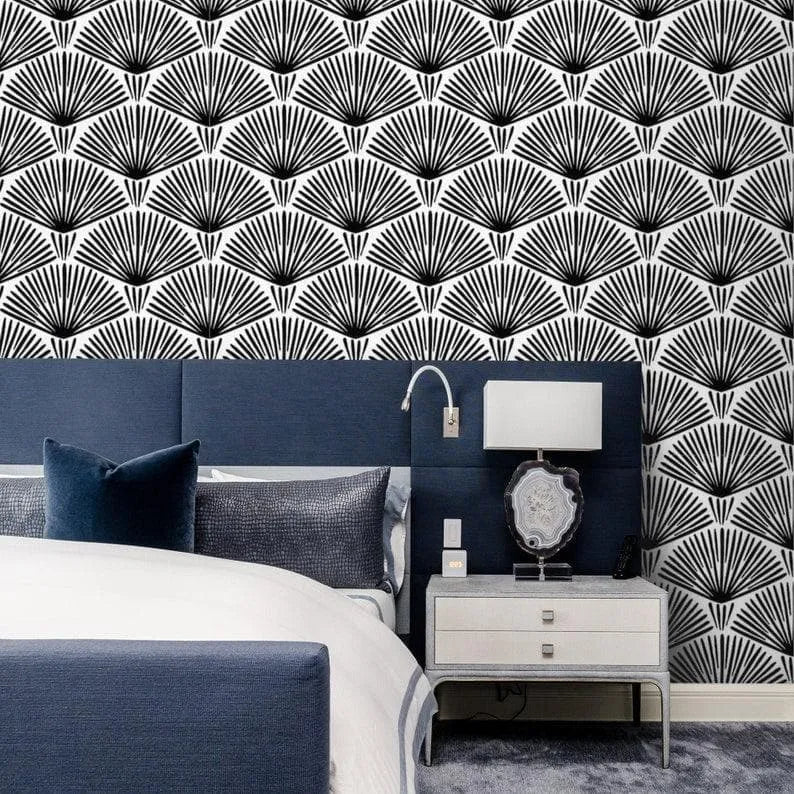 Black and White Art Deco Fans Wallpaper