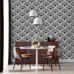 Black and White Art Deco Fans Wallpaper