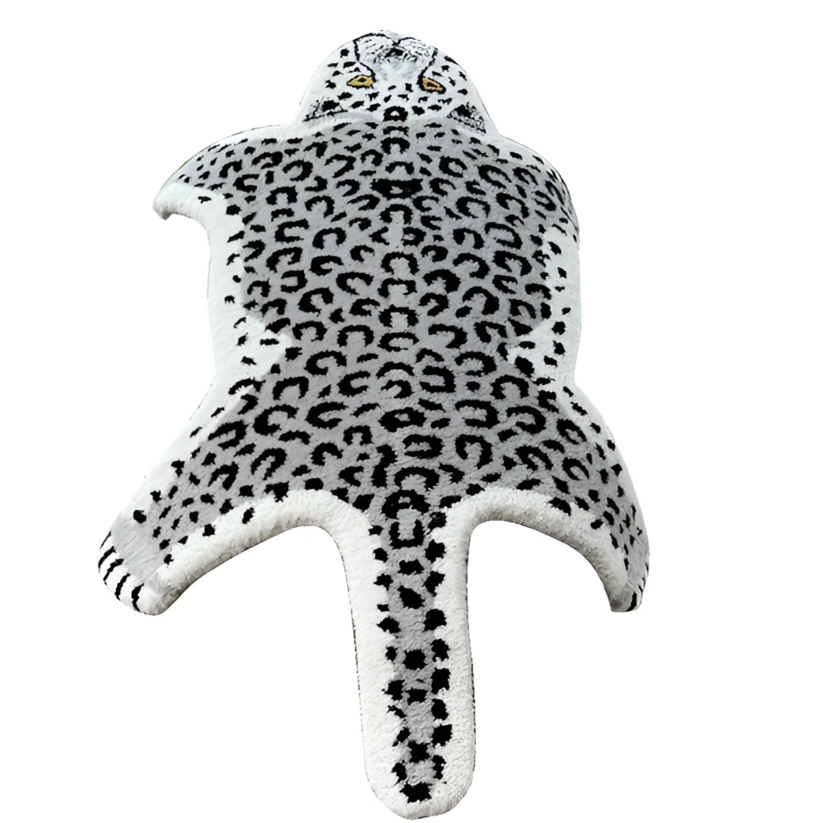 Black and White Hand Tufted Leopard Shaped Accent Wool Rug