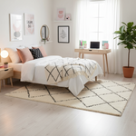 girl bedroom minimalist style with shag rug moroccan style 