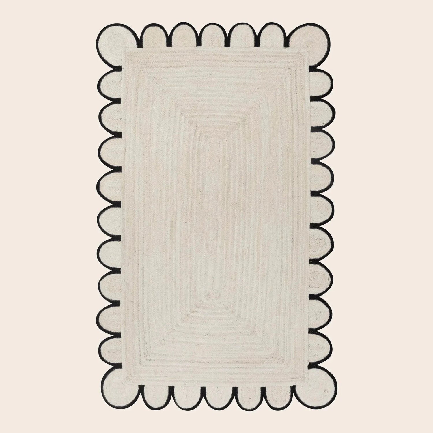Black and White Scallop Jute Rug