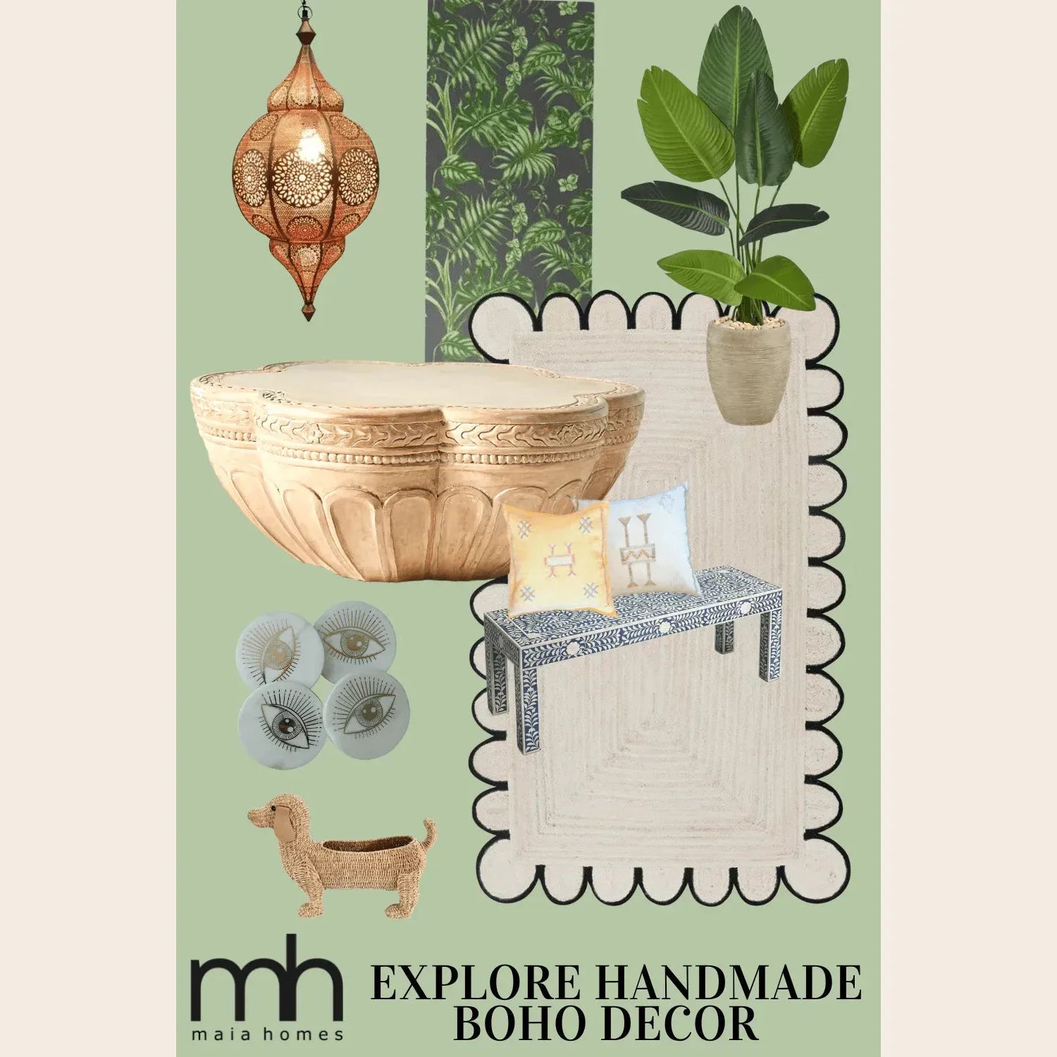 Black and White Scallop Jute Rug