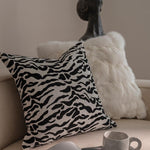 Black and White Zebra Pillow Cover with Fringes