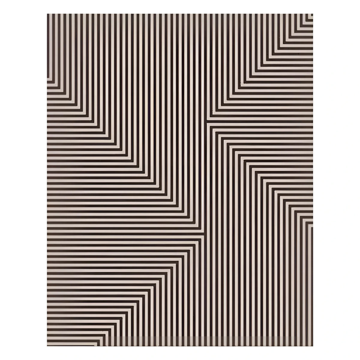 A striking black and white illusion pattern on a hand-tufted wool area rug, perfect for enhancing your living room or office space. This modern design adds a touch of sophistication to any living room area rugs collection.