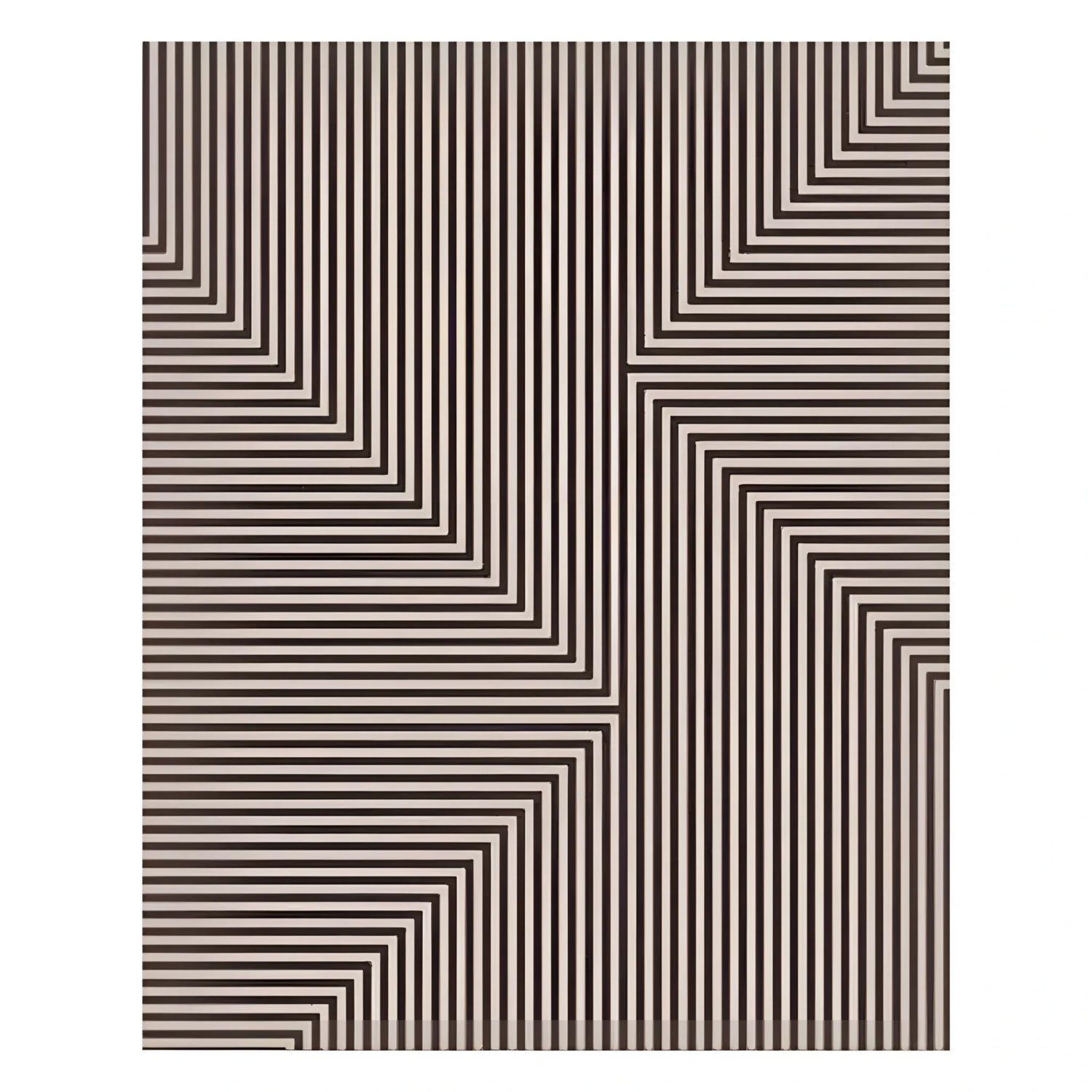 A striking black and white illusion pattern on a hand-tufted wool area rug, perfect for enhancing your living room or office space. This modern design adds a touch of sophistication to any living room area rugs collection.