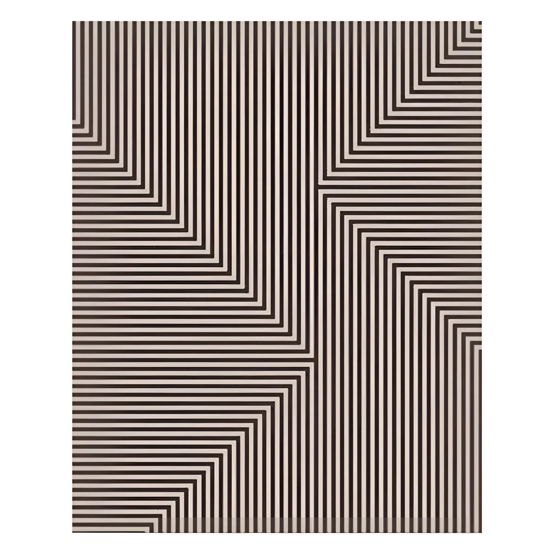 A striking black and white illusion pattern on a hand-tufted wool area rug, perfect for enhancing your living room or office space. This modern design adds a touch of sophistication to any living room area rugs collection.