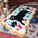 Black Kitty Floral Scallop Bath Mat