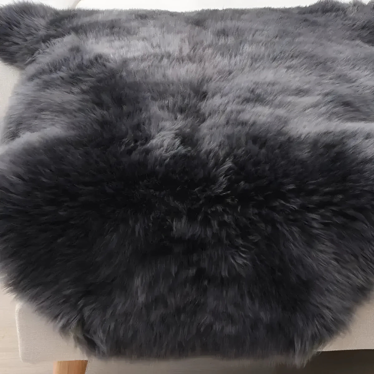 Black Soft Texture Shaggy Natural Fur Sheepskin Area Rug - 1001 KNOTS