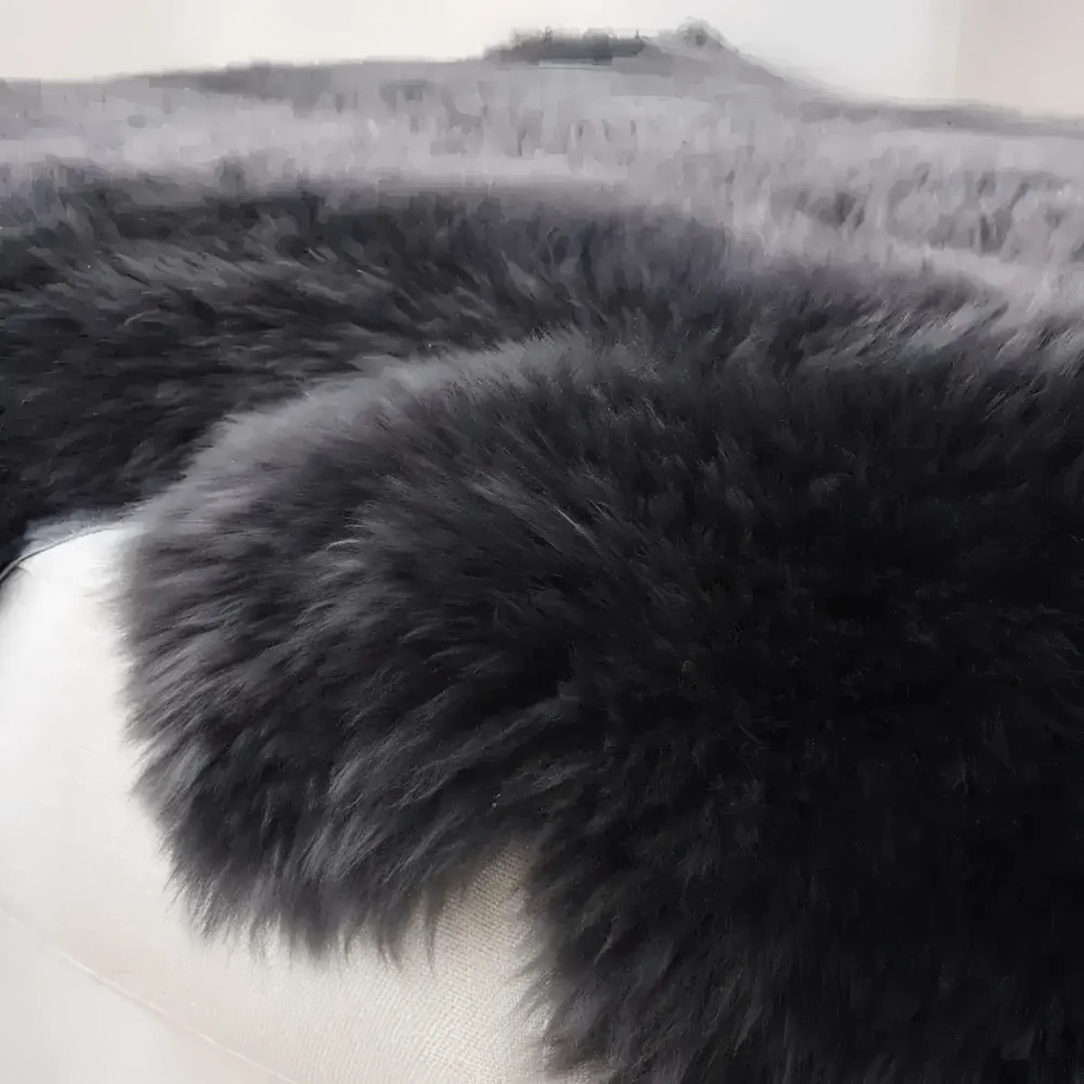 Black Soft Texture Shaggy Natural Fur Sheepskin Area Rug - 1001 KNOTS