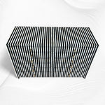 Black and white striped box on a white background