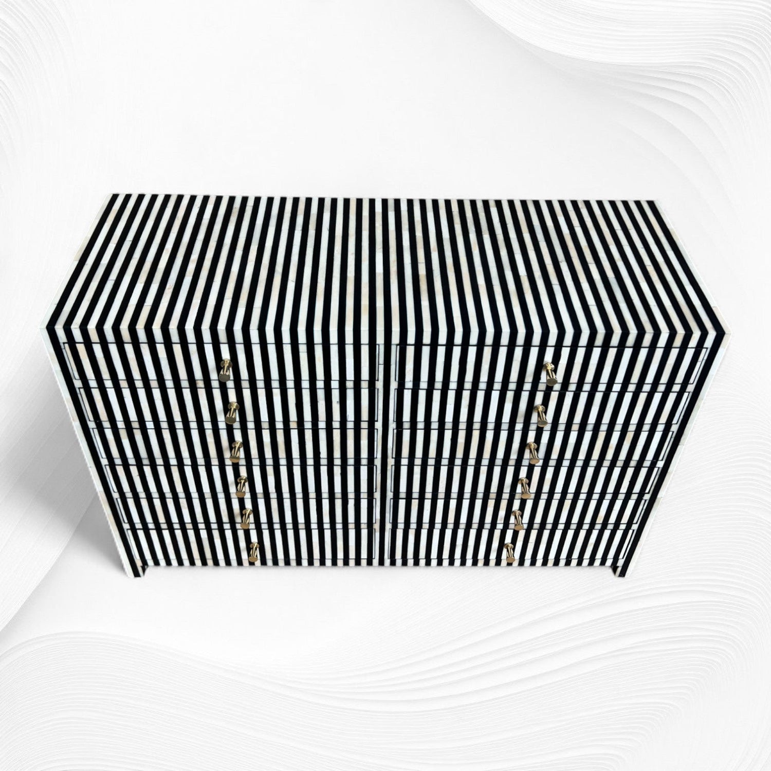 Black and white striped box on a white background