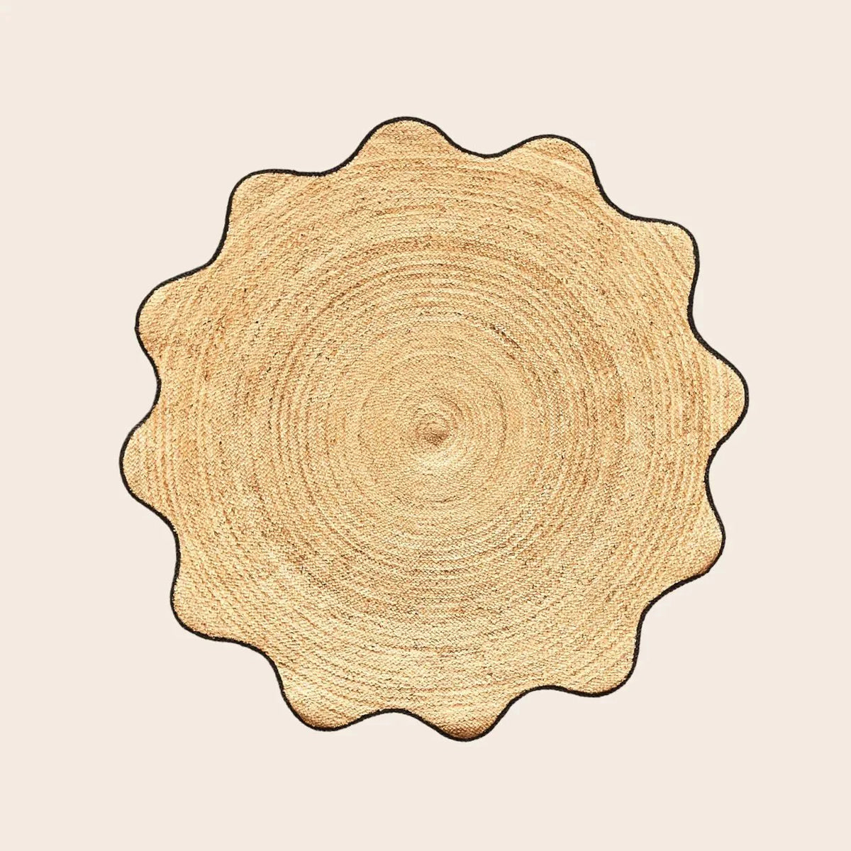 Black Trim Natural Round Jute Rug