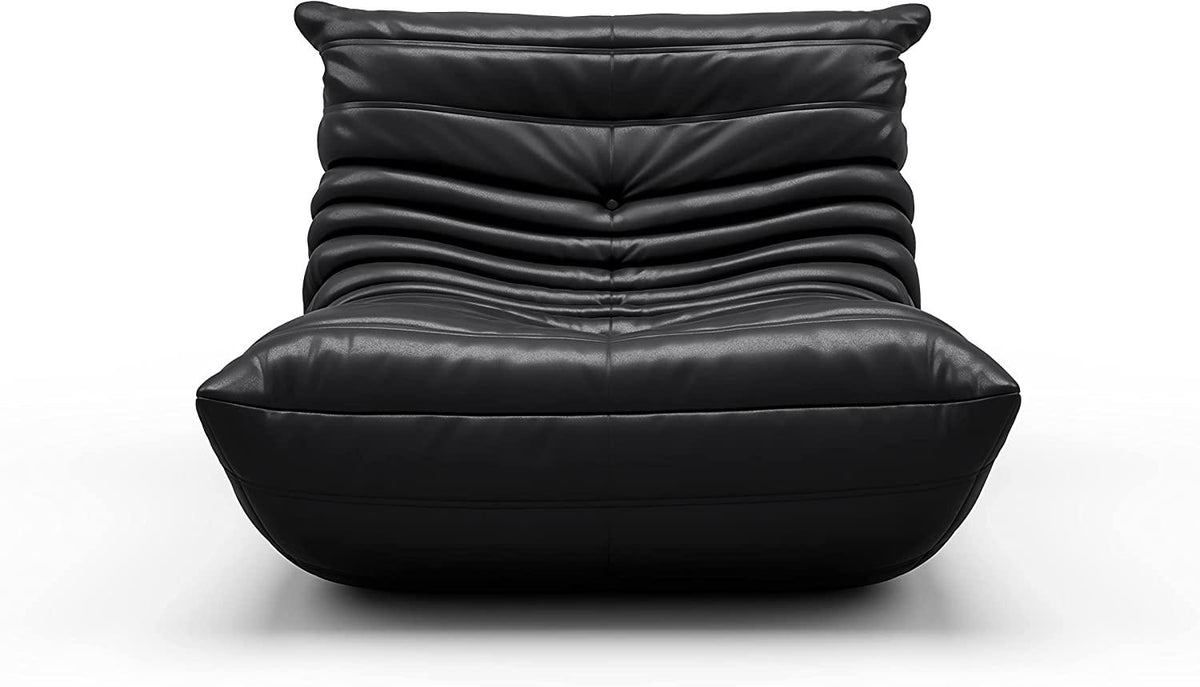 Black Vegan Leather Classic Lazy Armless Lounge Chair