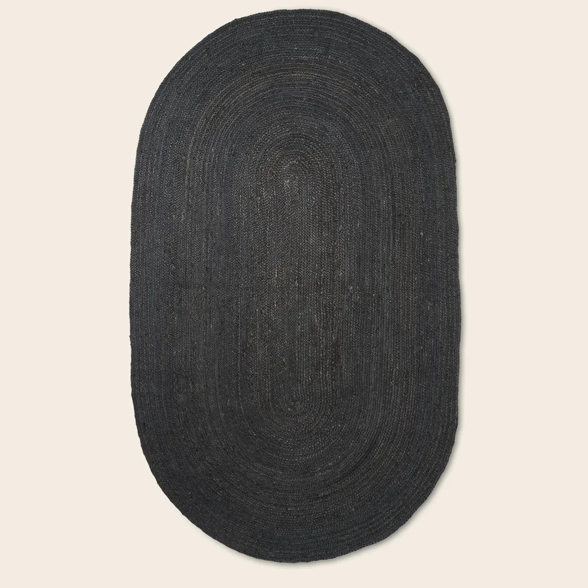 Black Woven Oval Jute Rug
