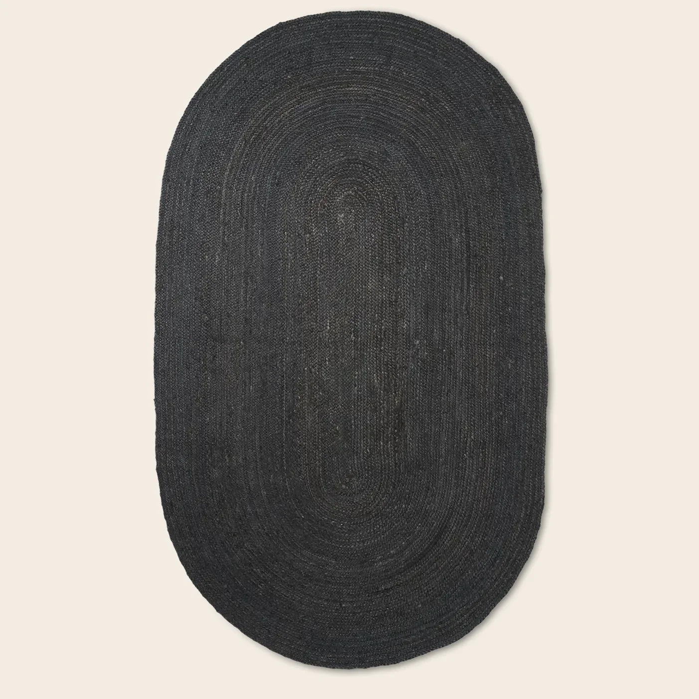 Black Woven Oval Jute Rug