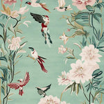 Intricately designed Bloom and Breeze Hand Tufted Area Rug featuring vibrant birds and lush floral patterns, perfect for adding a touch of elegance to your living room. This wool rug showcases a harmonious blend of colors and nature-inspired elements, making it an ideal choice for living room rugs 8x10.