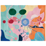 Vibrant Bloom Blaze Festival Hand Tufted Area Rug showcasing an abstract floral design with vivid colors, perfect for enhancing contemporary living room decor. This wool rug offers a bold and artistic touch, ideal for those seeking unique living room area rugs.