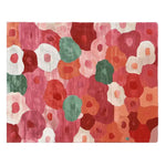 Vibrant Bloom Pop Garden hand-tufted area rug featuring an abstract floral pattern with shades of red, pink, green, and white. Perfect for adding a contemporary touch to your living room. This wool rug measures 8x10, ideal for spacious areas.