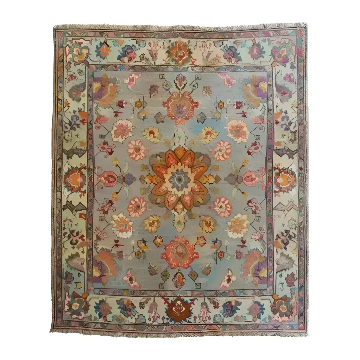 Blooming Threads Hand Knotted Area Rug, a stunning piece that celebrates the beauty of nature with its intricate floral designs. Expertly crafted, this rug adds a vibrant touch of elegance and warmth to any room, transforming your space into a floral haven.