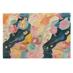 Vibrant Blooms of Ages hand-tufted wool area rug featuring an abstract floral design with colorful petals and flowing lines, adding a touch of artistic elegance to any room.