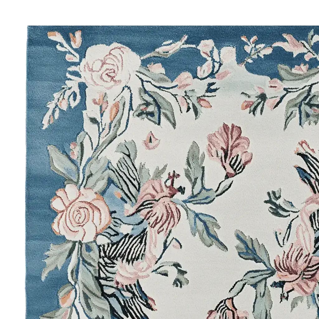 The Blossom Serenade Tapestry Hand Tufted Rug showcases a beautiful floral design in soft pastel colors, perfect for adding elegance to any living room. This wool rug is a square area rug, ideal for those seeking stylish rugs for living room spaces. With its intricate pattern and 8x10 dimensions, this floral rug is both a statement piece and a comfortable addition to your home decor.