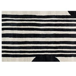 Top view of the Blossom Symphony Hand Tufted Wool Rug, showcasing a stylish black and white striped pattern. This contemporary runner rug is perfect for adding elegance to any hallway, kitchen, or bathroom space.