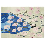 This contemporary area rug features a hand-tufted design with an artistic depiction of a serene figure surrounded by blossoming flowers, making it a perfect choice for large living room spaces. Crafted from high-quality wool, this rug adds elegance and a touch of nature-inspired beauty to any living room area.