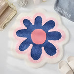 Blossoming Flower Accent Rug Bath Mat 25.5" x 25.5" (65 X 65 CM) Blue