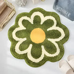 Blossoming Flower Accent Rug Bath Mat 25.5" x 25.5" (65 X 65 CM) Green