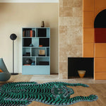 Blue and Green Tiger Yogi Accent Wool Rug