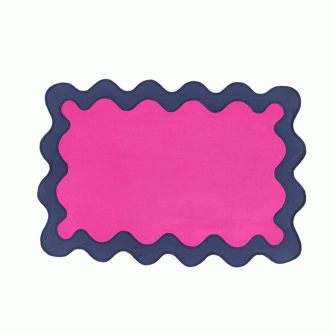 Blue and Pink Scallop 100% Linen Placemat